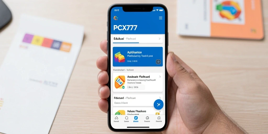 Antarmuka aplikasi PCX777 menampilkan fungsi Flashcard secara jelas dan menarik.