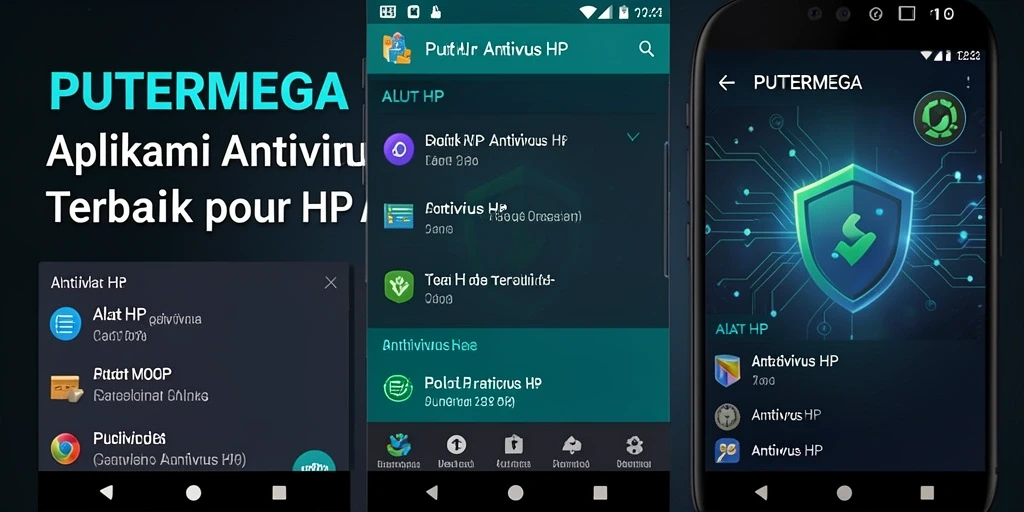 Antarmuka modern dan fungsional dari aplikasi PUTERMEGA Antivirus HP.