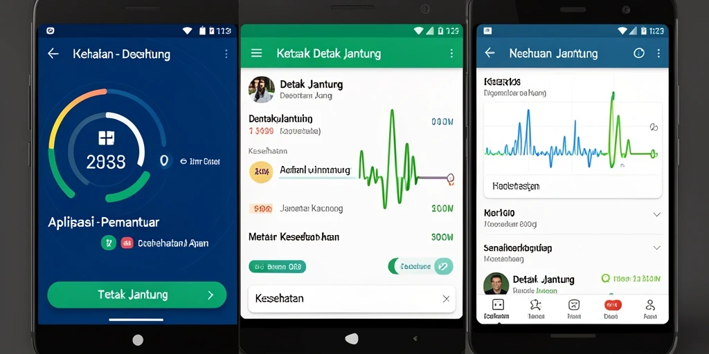 Antarmuka aplikasi TGER123 yang menunjukkan pemantauan detak jantung secara real-time.