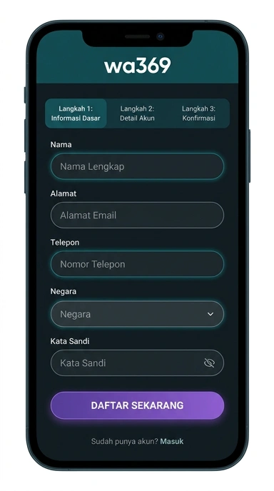 Tampilan halaman daftar wa369